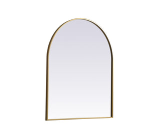 Metal Frame Arch Mirror 30x36 Inch in Brass