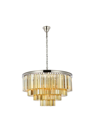 Sydney 17 light polished nickel Chandelier Golden Teak (Smoky) Royal Cut Crystal