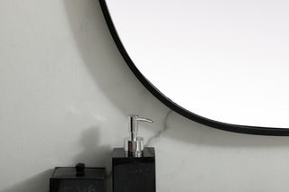 Metal Frame Oval Mirror 27x36 Inch in Black