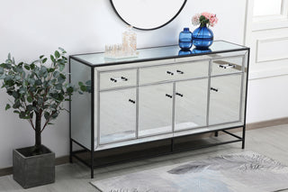 James 60 in. mirrored credenza in black