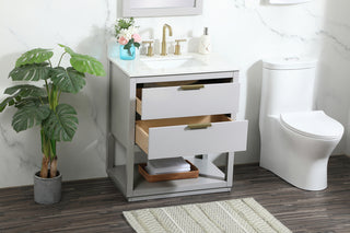 30 inch Single bathroom vanity in grey with backsplash
