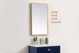 Pier 18x30 inch LED mirror with adjustable color temperature 3000K/4200K/6400K in brass