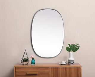 Metal Frame Oval Mirror 27x40 Inch in Silver