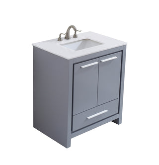 30 inch Single Bathroom vanity in Grey with ivory white engineered marble