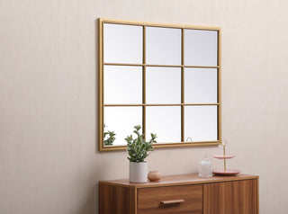 Metal windowpane mirror 32 inch x 40 inch in Brass