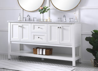 60 in. double sink bathroom vanity set in White