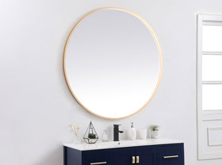 Pier 48 inch LED mirror with adjustable color temperature 3000K/4200K/6400K in brass