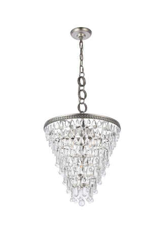 Nordic 5 light antique silver Pendant Clear Royal Cut Crystal