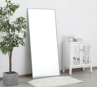 Metal frame rectangle mirror 30 inch in silver