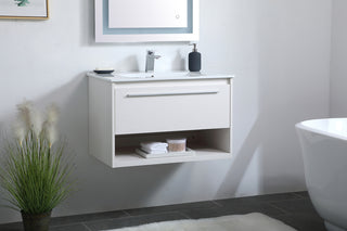 30 inch  Single Bathroom Floating Vanity in White