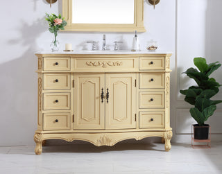 48 inch Single Bathroom vanity in light antique beige with ivory white engineered marble