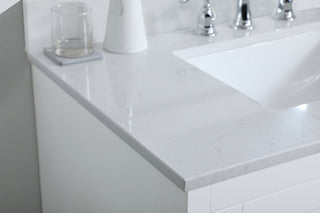 36 inch Single Bathroom Vanity in White with Backsplash