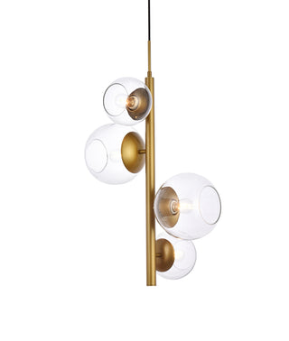 Wells 18 inch pendant in brass with clear shade