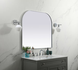 Metal Frame Arch Mirror 42x38 Inch in Silver