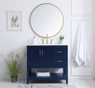 36 inch Single Bathroom Vanity in Blue with Backsplash