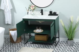 40 inch Single bathroom vanity in green with backsplash