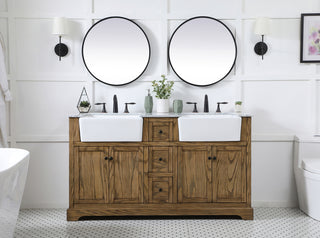 60 inch double bathroom vanity in driftwood