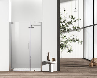 Semi-frameless hinged shower door 48 x 72 Polished Chrome