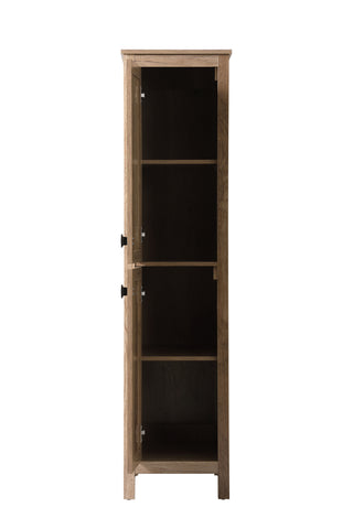 16 Inch Wide Bathroom Linen Storage Freestanding Cabinet In Natural Oak