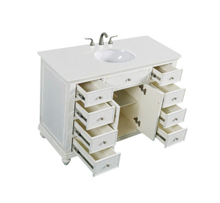 48 inch Single Bathroom vanity in Antique White with ivory white engineered marble