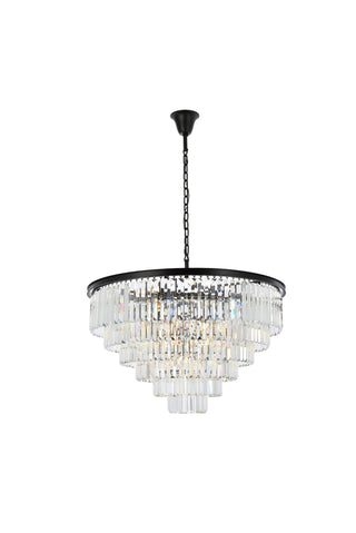 Sydney 33 light Matte Black Chandelier Clear Royal Cut Crystal