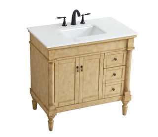 36 inch Single Bathroom vanity in Antique Beige with ivory white engineered marble