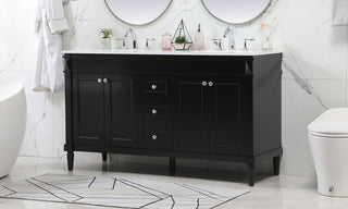 60 inch double bathroom vanity in black