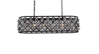 Madison 6 light Matte Black Chandelier Silver Shade (Grey) Royal Cut Crystal