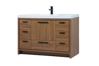 48 inch Single bathroom vanity in walnut brown