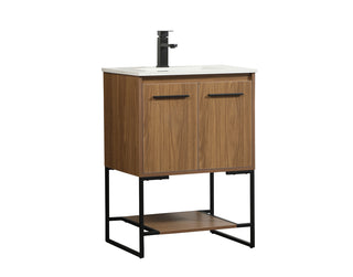 24 inch Single bathroom vanity in walnut brown