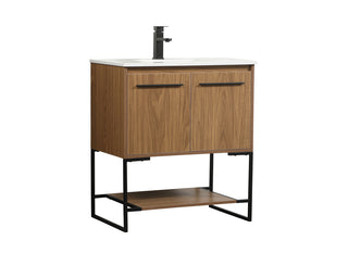 30 inch Single bathroom vanity in walnut brown