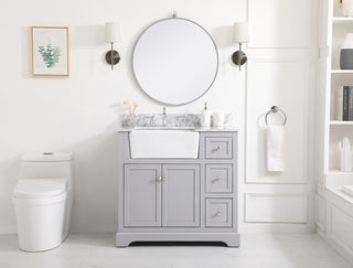 36 inch Single bathroom vanity in grey with backsplash