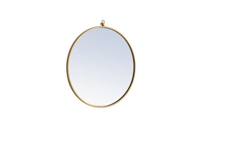 Metal frame Round Mirror with decorative hook 24 inch Brass finish