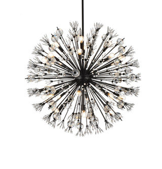 Vera 38 inch crystal starburst round pendant in black