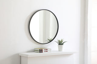 Metal frame Round Mirror 24 inch Black finish