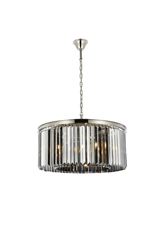 Sydney 8 light polished nickel Chandelier Silver Shade (Grey) Royal Cut Crystal