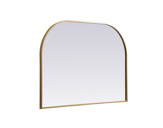 Metal Frame Arch Mirror 42x30 Inch in Brass