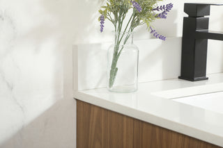 30 inch Single bathroom vanity in walnut brown with backsplash