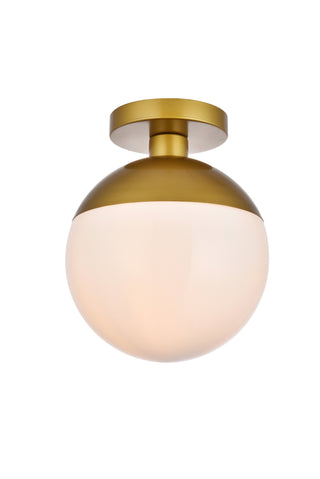 Eclipse 1 Light Brass Flush Mount With Frosted White Glass