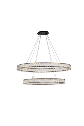 Monroe 40 inch LED oval double ring pendant in black