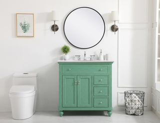 36 inch Single Bathroom vanity in vintage mint with ivory white engineered marble