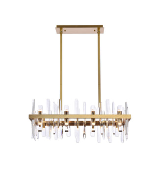 Serena 30 inch crystal rectangle chandelier in satin gold