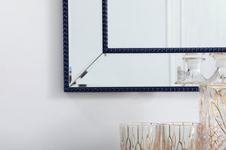 Iris beaded mirror 48 x 32 inch in blue