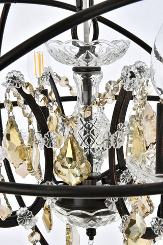 Geneva 4 light Dark Bronze Pendant Golden Teak (Smoky) Royal Cut crystal