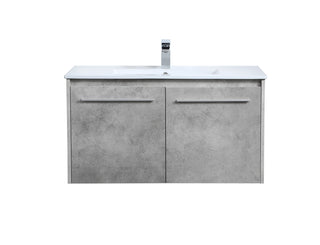 36 inch  Single Bathroom Floating Vanity in Concrete Grey