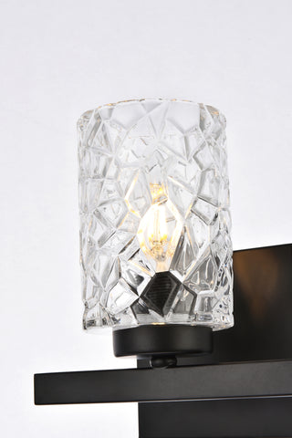 Cassie 1 light bath sconce in black with clear shade