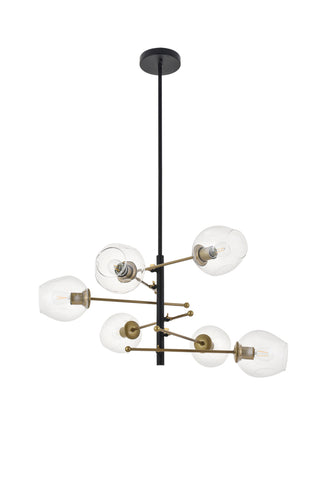 Paragon 6 light Matte Black and Brass Pendant