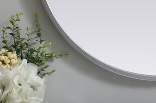 Metal Frame Oval Mirror 20x36 Inch in Silver