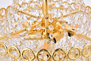 Century 8 light Gold Pendant Clear Royal Cut Crystal