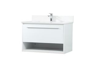 30 inch Single bathroom vanity in white with backsplash